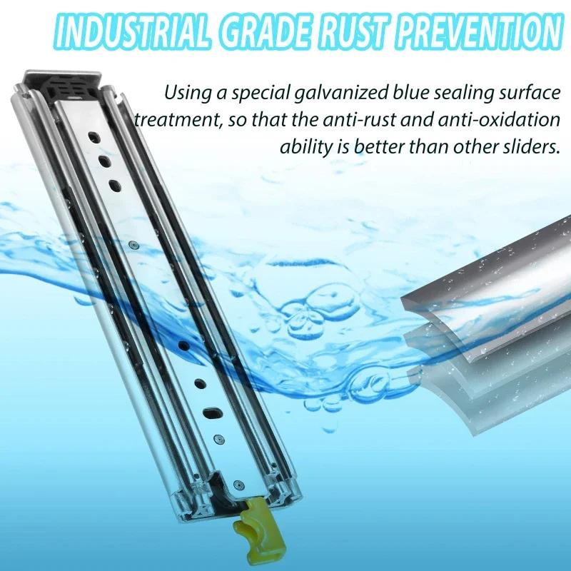 1 Pair Load Capacity 111kg Heavy Duty Slide Rail with Lock Full Extension Ball Bearing Side Mount Industrial Rails RV Slides