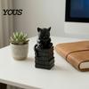 Украшение-кошка, читающая книгу, 3D-печатная фигурка, статуэтка животного на рабочий стол, миниатюрный котенок, сидящий на стопке книг, вдохновляющий подарок студенту, для дома
