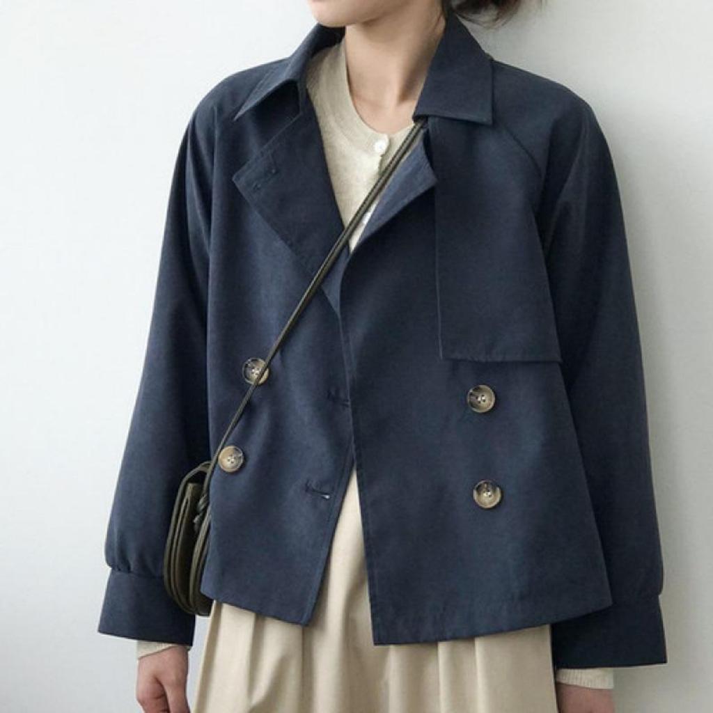 Корейский осенний плащ Ins, женская короткая повседневная куртка в стиле ретро, свободная тонкая куртка в британском стиле