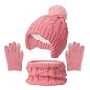 Warm Ears Baby Hat Scarf Gloves Set Solid Color Kids Hat Set Toddler Knitted Hats  Autumn Winter