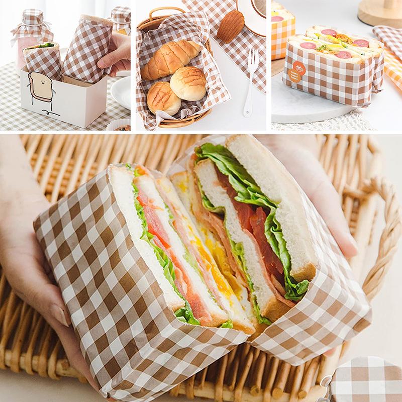 50Pcs Wax Paper Food Grade Grease Paper Food Wrappers Wrapping Paper For Bread Candy Cake Burger Fries Oilpaper Baking Tools