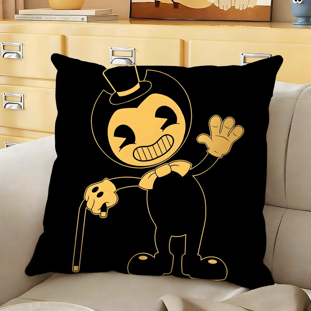 Anime BBendy and Tthe InkMMachine Cushion Cover Soft Durable Reversible PillowCover Home MultiScene Daily Comfort Pillowcase