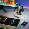 Универсальная подставка для игрового контроллера и наушников с RGB-подсветкой и органайзером для стола, разноцветная (Совместимо с PS5/Xbox/Switch)