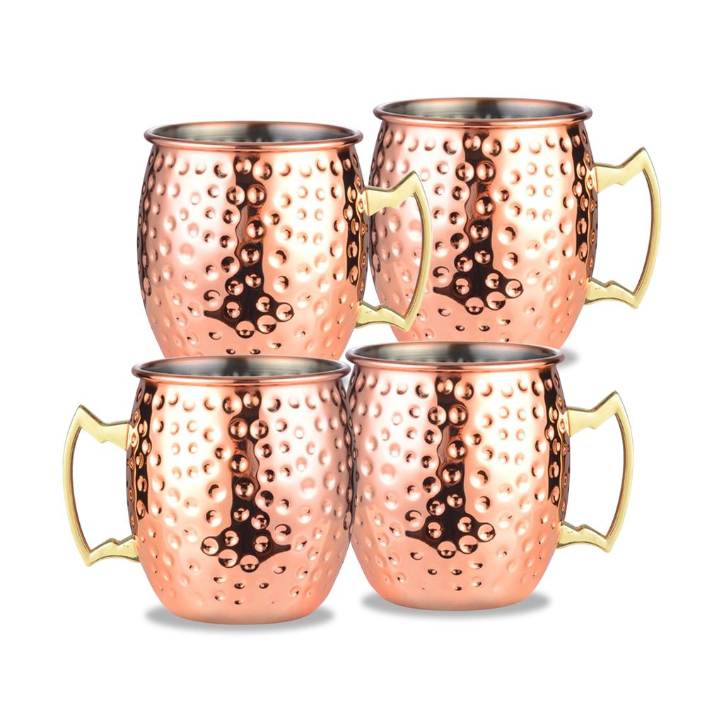 Кружки Leeseph Moscow Mule, кованые медные чашки с покрытием из нержавеющей стали 304, для холодных напитков, пива, вина, баров, вечеринок, в подарок