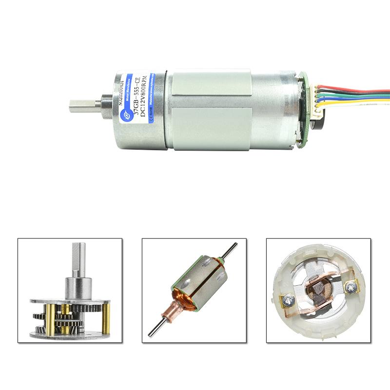 JGB37-555 Miniature DC Deceleration Low Speed Motor Speed Small Motor DC 12V 24V with Speed Measuring Code Disc Encoder