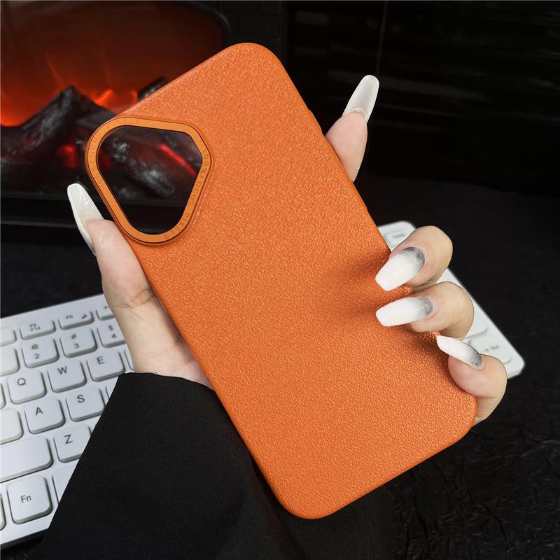 Для Apple iPhone 16 Plus Pro Max прочный металлический чехол с большой дыркой в рамке для объектива Litchi Grain PC, защитный чехол от отпечатков пальцев, задняя крышка-оболочка