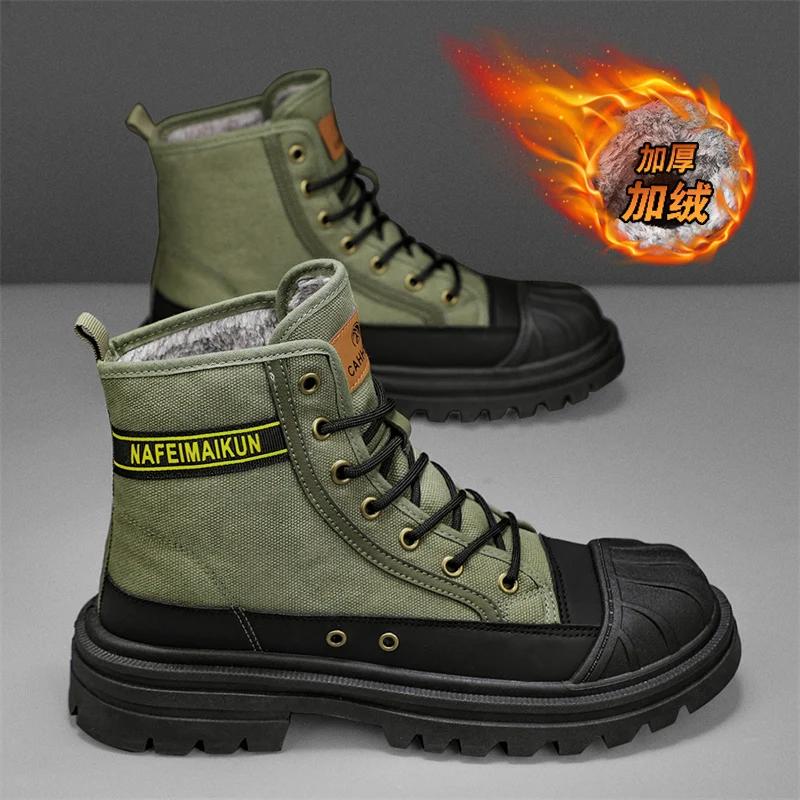 Зимние ботинки мужские зимние меховые теплые повседневные кожаные ботинки на платформе дизайнерские роскошные ковбойские боевые тактические ботинки челси для пешего туризма
