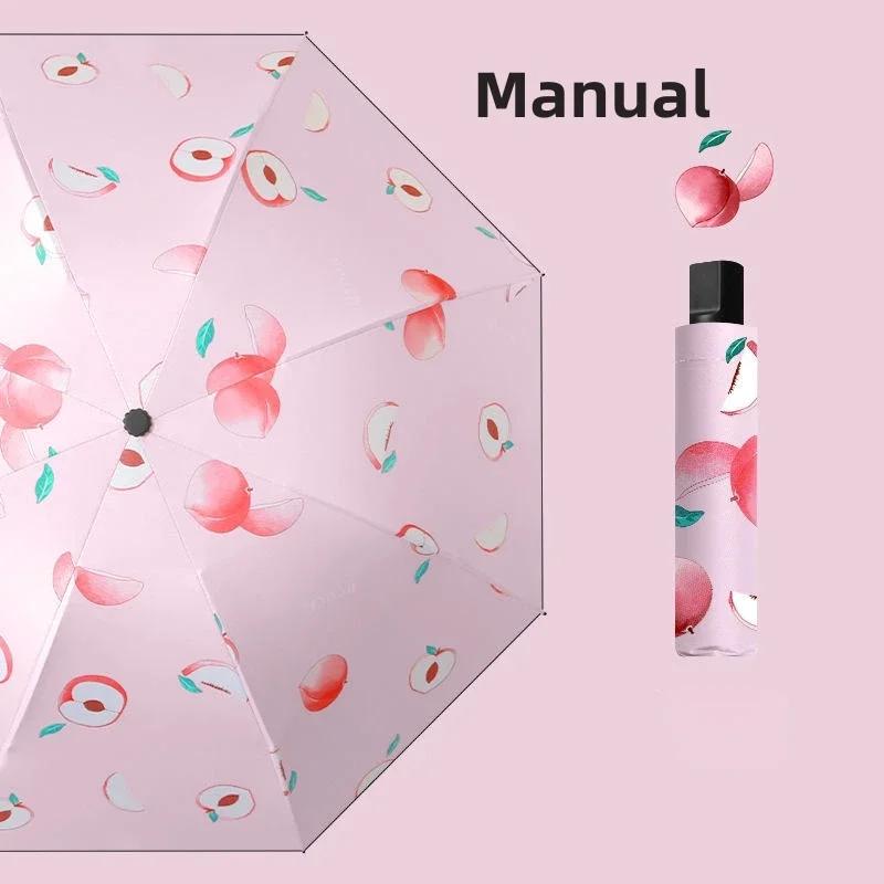 1pcs UV Sun Umbrella Compact Folding Travel Rain Umbrellas Auto Open and Close for Windproof Cute Fruit Watermelon Pattern New