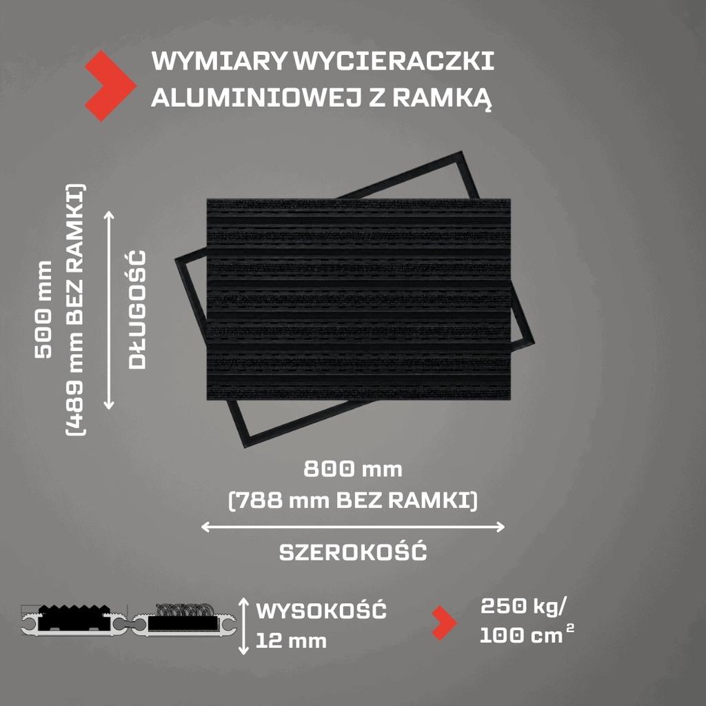Polentex Premium Black Combi Junior Doormat 12 Rubber-Grips 80X50 Frame