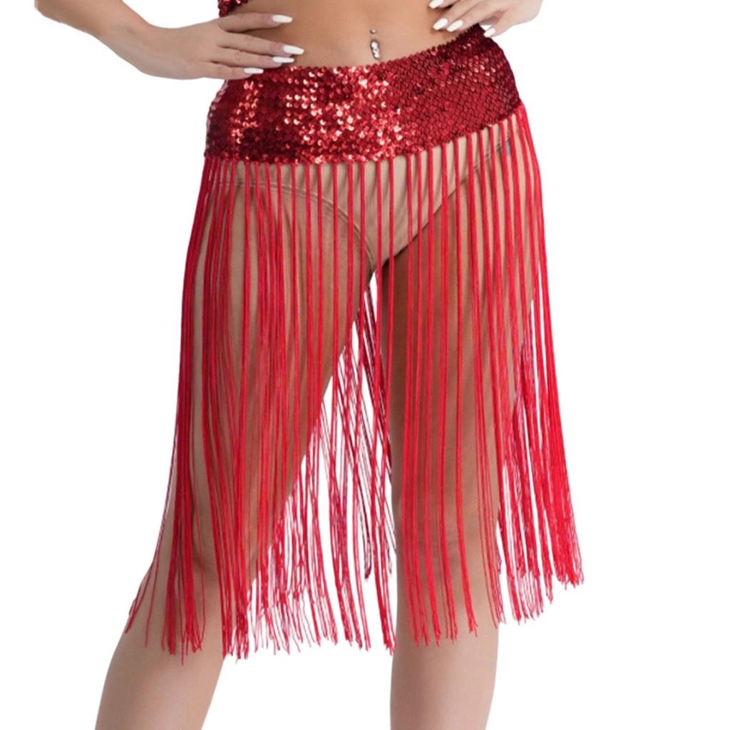 Women's Belly Dance Waist Chain Elastic Tassel Belt Waist Belt Dance Performance Hip Scarf