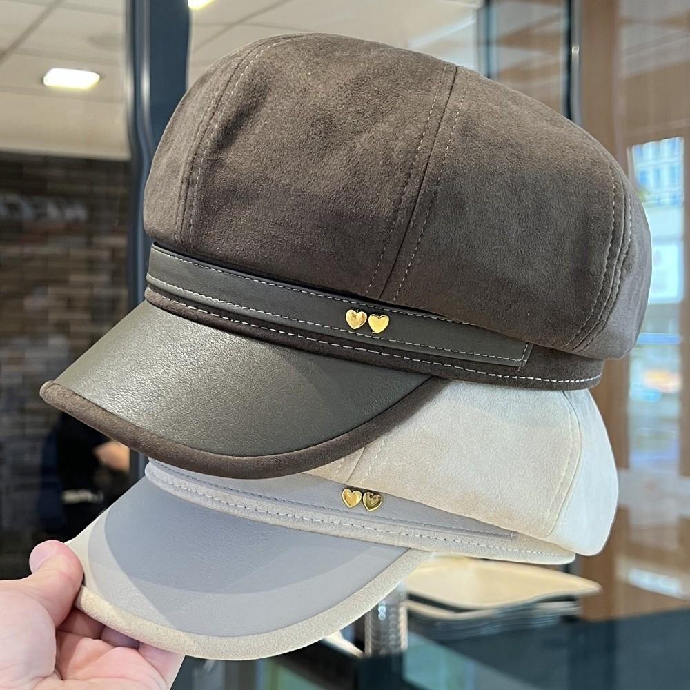 Spliced Women's Octagonal Newsboy Cap Love Baker Boy Hat New Beanie Hat Fall Winter Wear