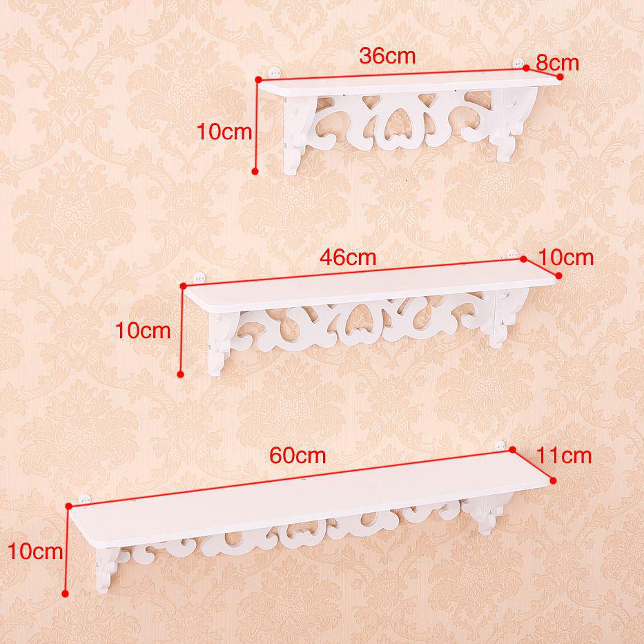 Bedroom Wall Mount Shelf Set - TV Background, 3-Piece Wall Rack Decor