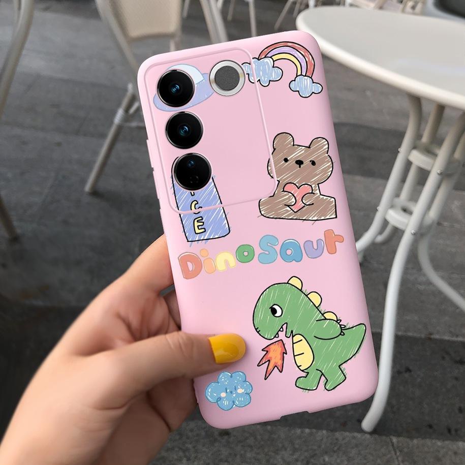 Чехол для Vivo V27 Pro Задняя крышка для Vivo V27e Модный чехол-фунда конфетного цвета с рисунком для Vivo V27 5G V 27e V27Pro V2237 V2230 Мягкий чехол