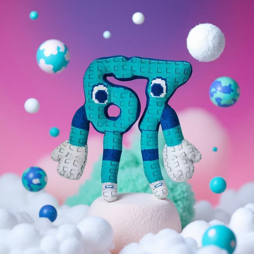 25cm Steal A Brainrot Blue No. 67 Plush Toy Anime Game Peripherals Cute House Stuffed Doll Toy Kids Christmas Birthday Gifts