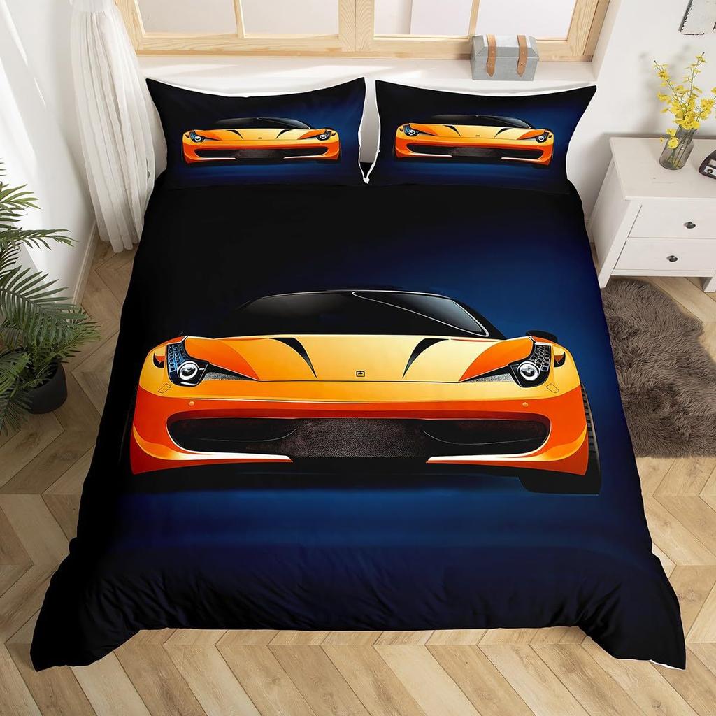 Racing Pattern Digital Printing Quilt Cover Three-Piece Youth Bedding Bedroom Decoration