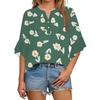 Summer Women's Tops V-Neck Seven Sleeve Shirt Spring Summer Floral Printed Tops Casual Shirt