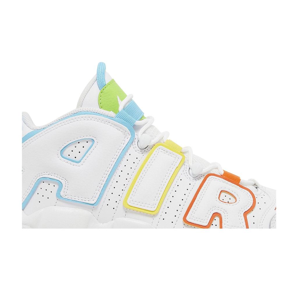 Nike Air More Uptempo Grade School 'White Rainbow' (Unisex) White / Opti Yellow / Safety Orange / Baltic Blue Kids' Basketball Shoes FJ4624 100
