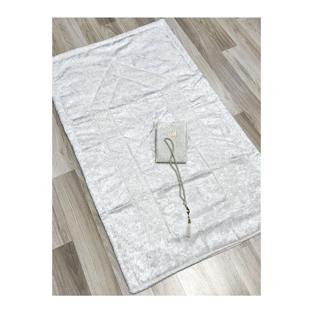 5 Piece Velvet Prayer Mat Set With Dowry Bundle Box Bride And Groom Set