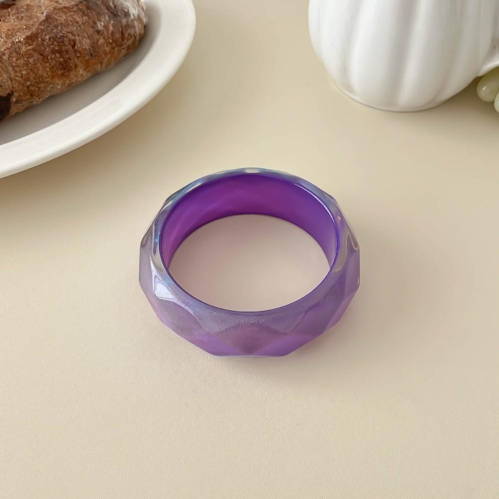 Bohemian Colorful Resin Bangle Transparent Wide Chunky Hand Ring Exaggerated Pearly Bracelet Girls