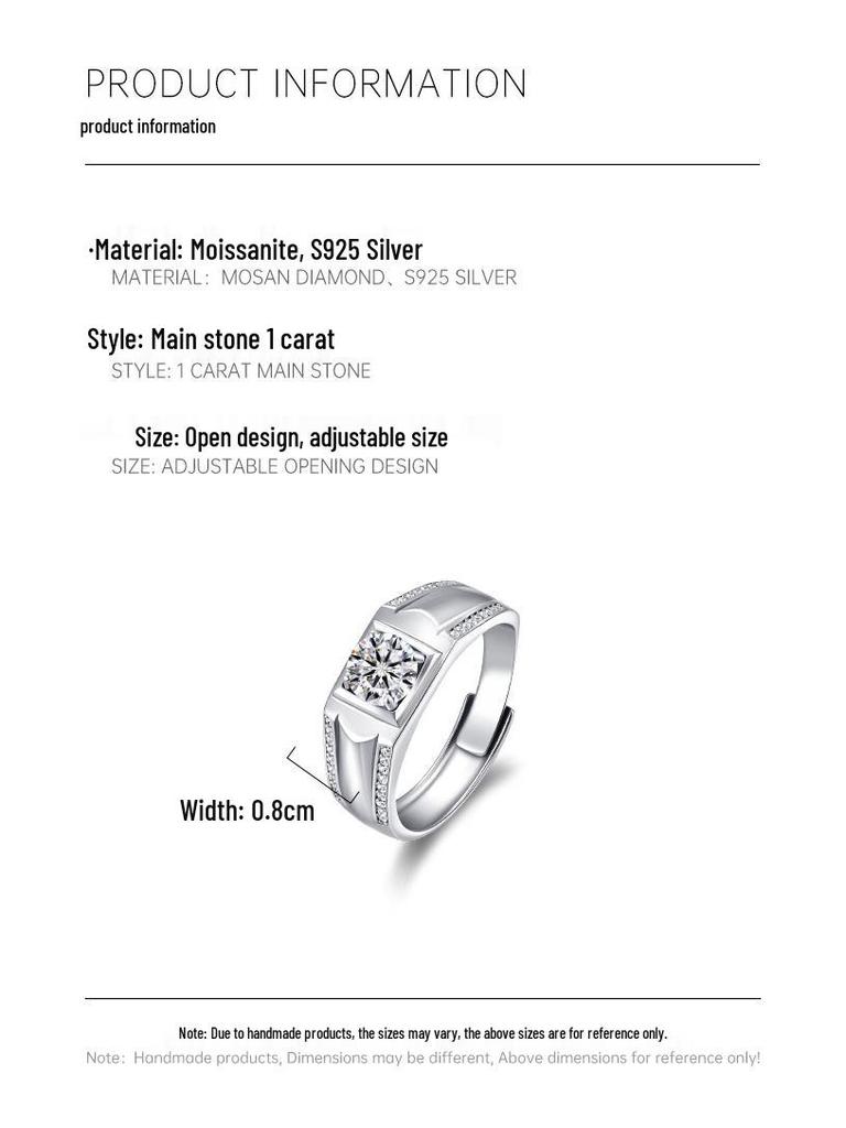 Мужское кольцо из серебра 925 пробы с муассанитом и геометрическим бриллиантом