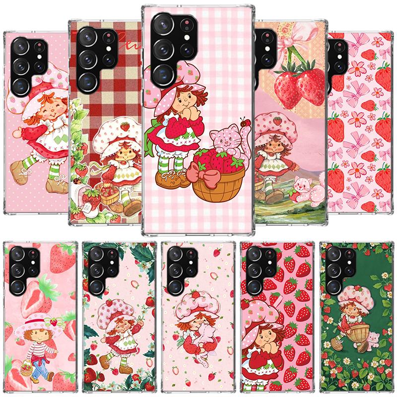 Милый Чехол для Телефона Девочка-Клубничка Для Samsung Galaxy S26 S25 Edge S24 Ultra S23 S22 Plus S21 S20 FE Мягкий Чехол-Ракушка Galaxy S25 S