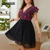 Summer Women's Dress V-Neck Large Size Fashion Printed Loose Dresses