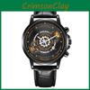 Mens Fashion Quartz Watch With Leather Strap And 24h Indicator For Casual Wear