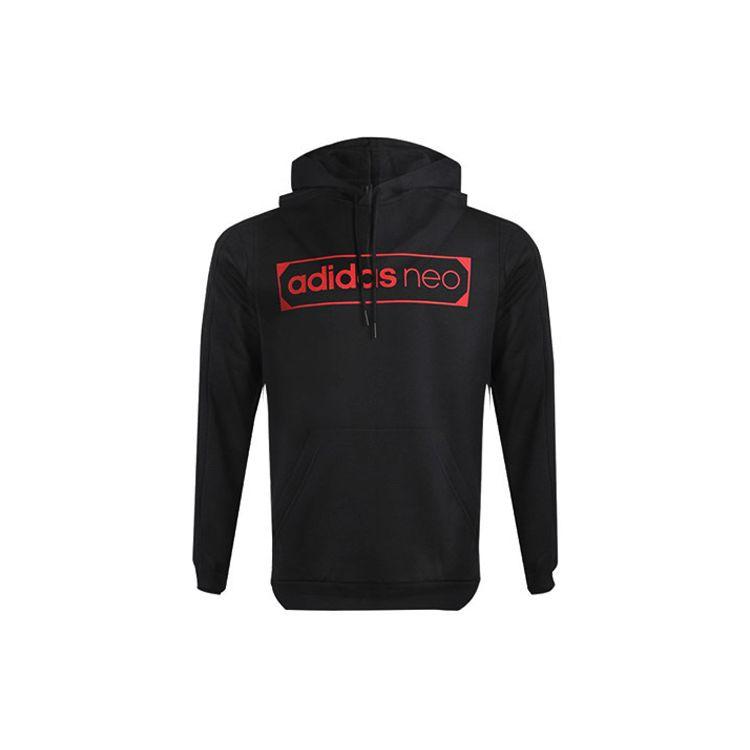 adidas Мужской пуловер с капюшоном на флисовой подкладке Neo с логотипом, черный GP4851