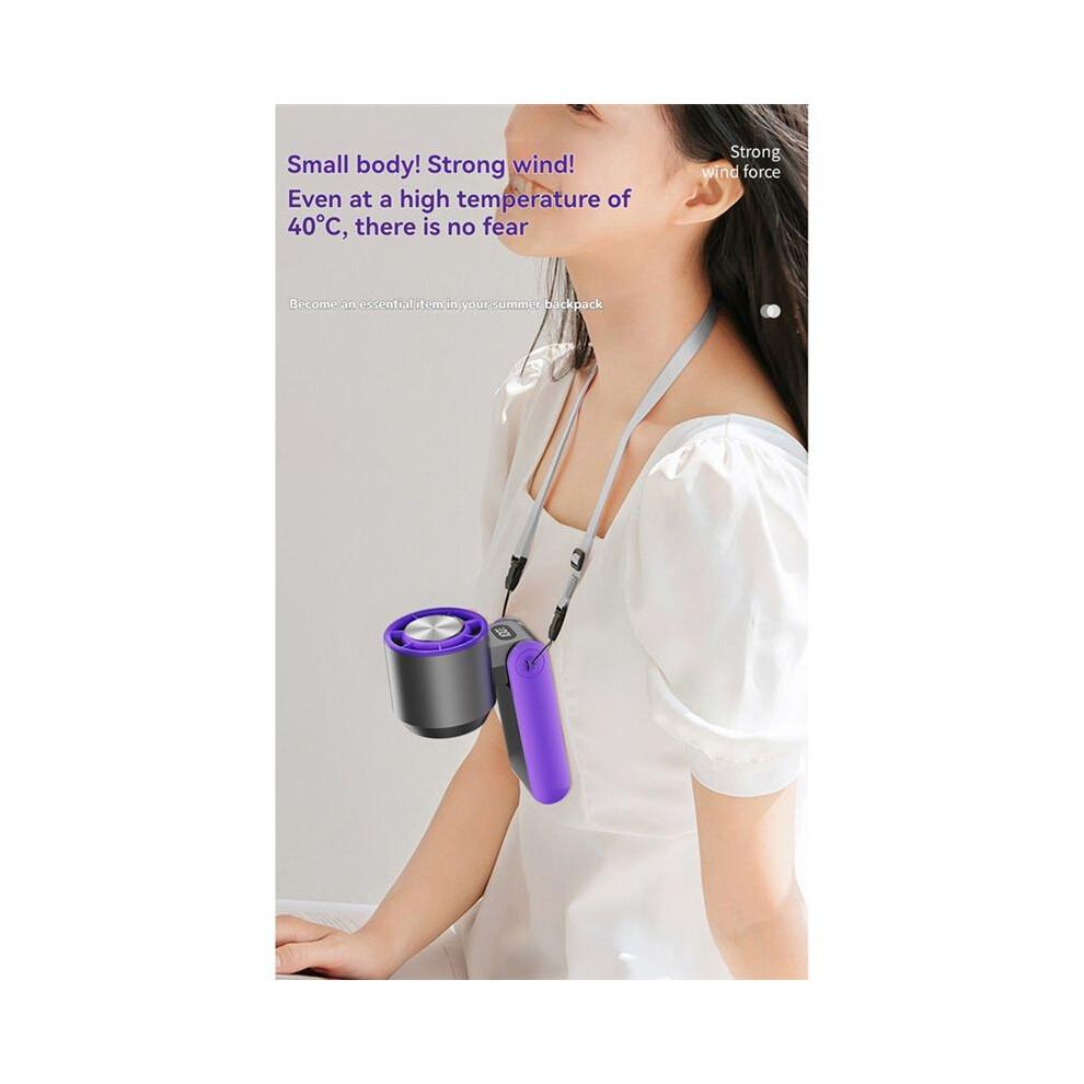 Portable Air Cooling Turbo Fan 3600mAh 100 Wind Speeds Adjustable Outdoor Foldable Handheld Fan with Lanyard White
