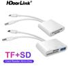 HdoorLink Устройство чтения карт SD для iPhone IOS + разъем USB C для устройства чтения карт SD/TF, адаптер устройства чтения карт памяти для Micro SDXC
