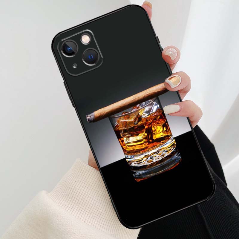 Чехол для телефона "Сигара Виски Ледяной Напиток" для iPhone 17 Pro Max 16 15 14 11 12 13 Pro Max mini 15 16 Plus 16e 17 Air Cover
