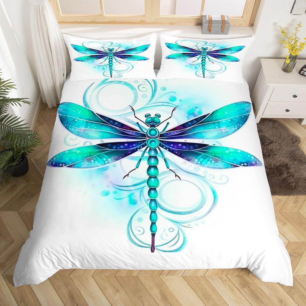 Dragonfly Printed Duvet Set Insect Animal Bedding Set For Bedroom Room Decoration Kit