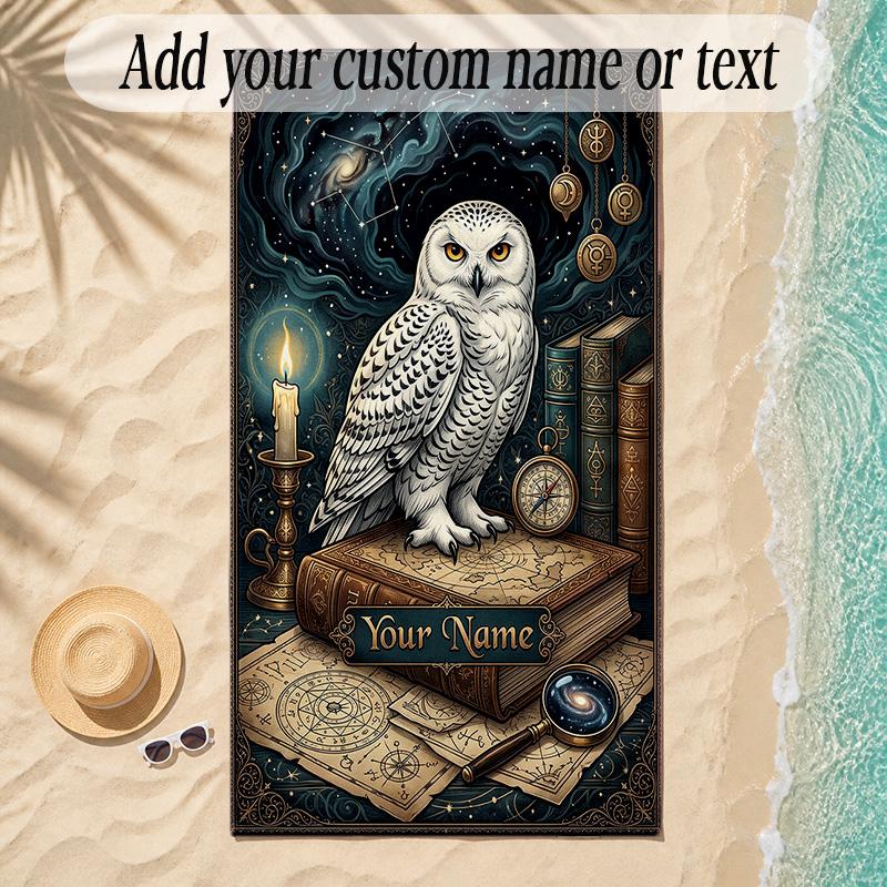 Birds Theme Soft Beach Towel Personalized Custom Name Text Towel Portable for Beach Pool Travel