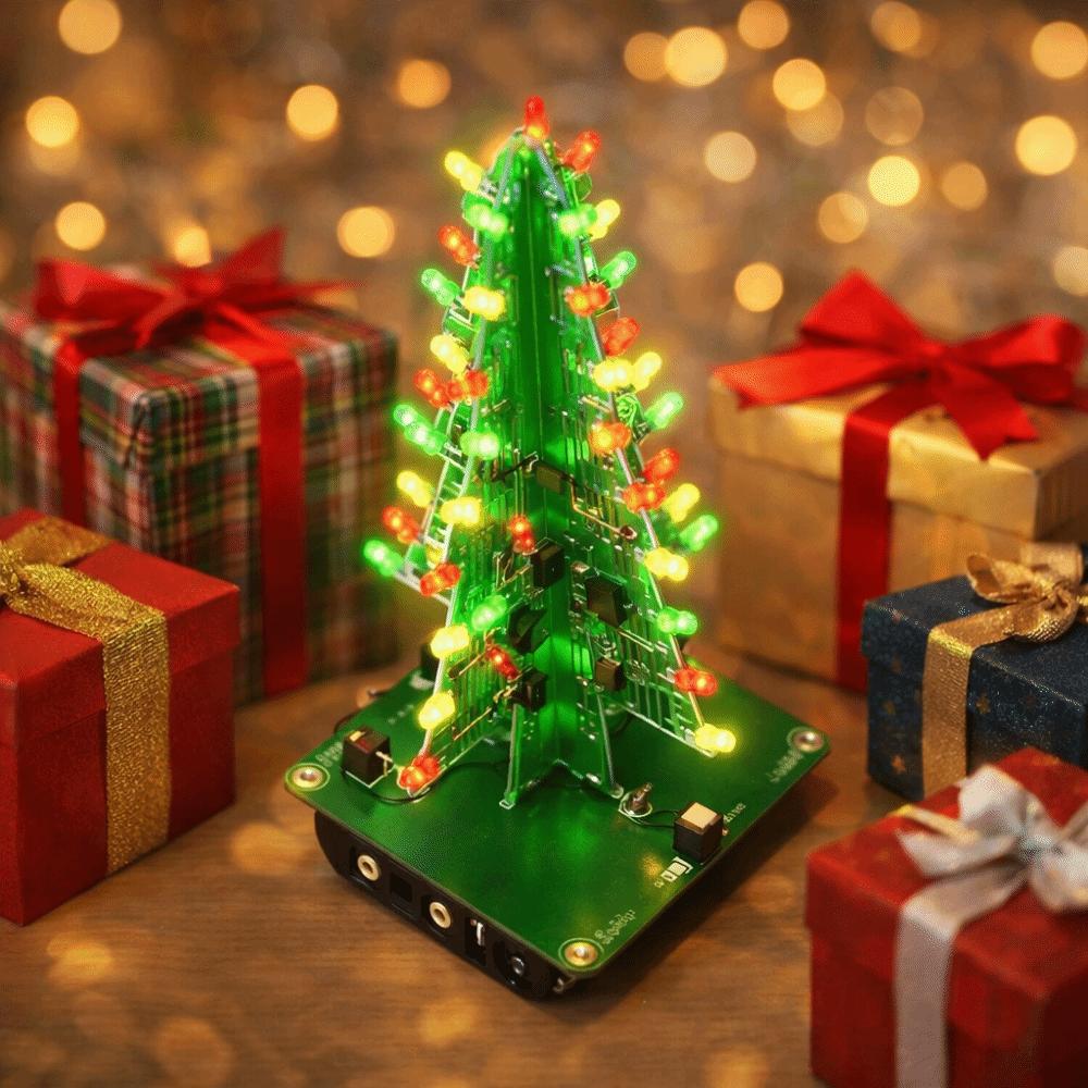 Red Green Yellow LED 3D LED Christmas Tree Kit Christmas Tree Flashing LED PCB DIY Projects
