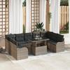 vidaXL 10-Piece Garden Sofa Set with Grey Cushions Poly Rattan 3348525