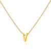 Stainless Steel Initial Necklace Gold  Color Cut Letters Single Name Choker Necklace for Women Pendant Jewelry Gift