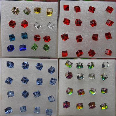 Серьги-гвоздики кубической формы, сет из 8ми пар