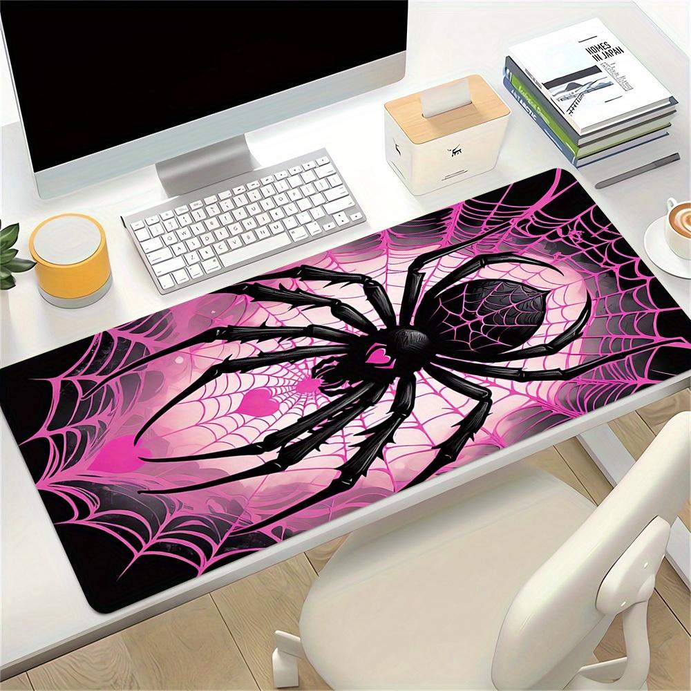 Large Multi-Size Non-Slip Rubber Base Spider, Web, Pink Mouse Pad, Stitched Edges Keyboard Desk Mat for School, Office, Home, Gift for Frien