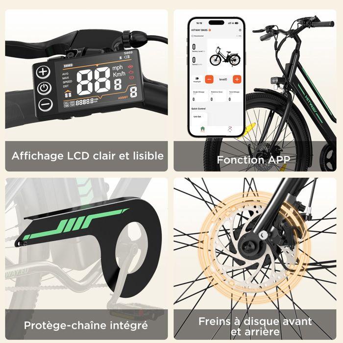 HITWAY 27.5" Electric Bike - 250W Motor - Removable 36V 13Ah Lithium Battery - APP - Free Bicycle Pump - Black