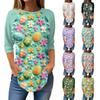 Женские модные повседневные топы для выхода в свет с принтом и рукавом реглан, пуловер с рукавами 3/4, топы с круглым вырезом