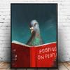 Голубь, птица, читающая книгу, забавная юмористическая картина для домашнего животного, холст, какающая на людей, плакат, настенная художественная картина, Декор для туалета