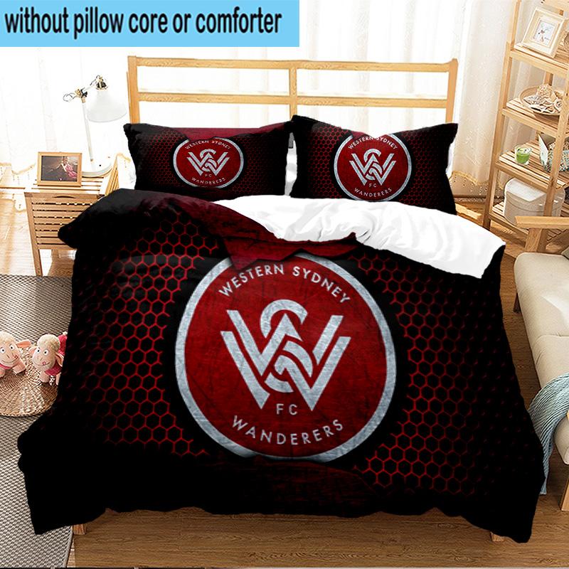 Western Sydney Wanderers Fc 3PCS Print Bedding Set, Includes A Duvet Cover and Two Pillowcases for Bedroom, Dormitory, Suitable for All Seasons