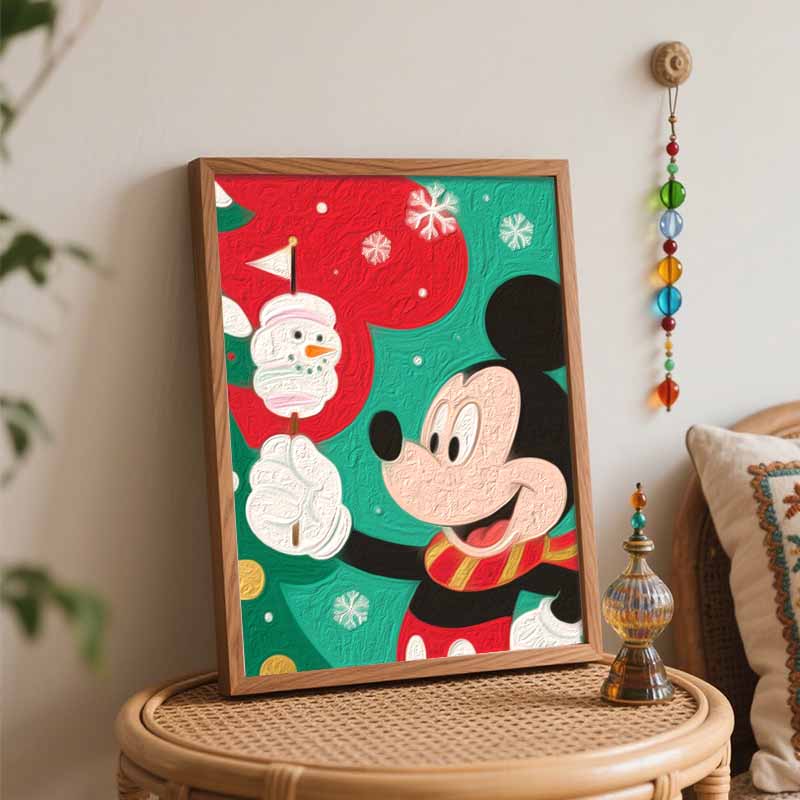 Disney Цифровая масляная живопись Микки Маус Рождественский снеговик ручная роспись домашний декор картина