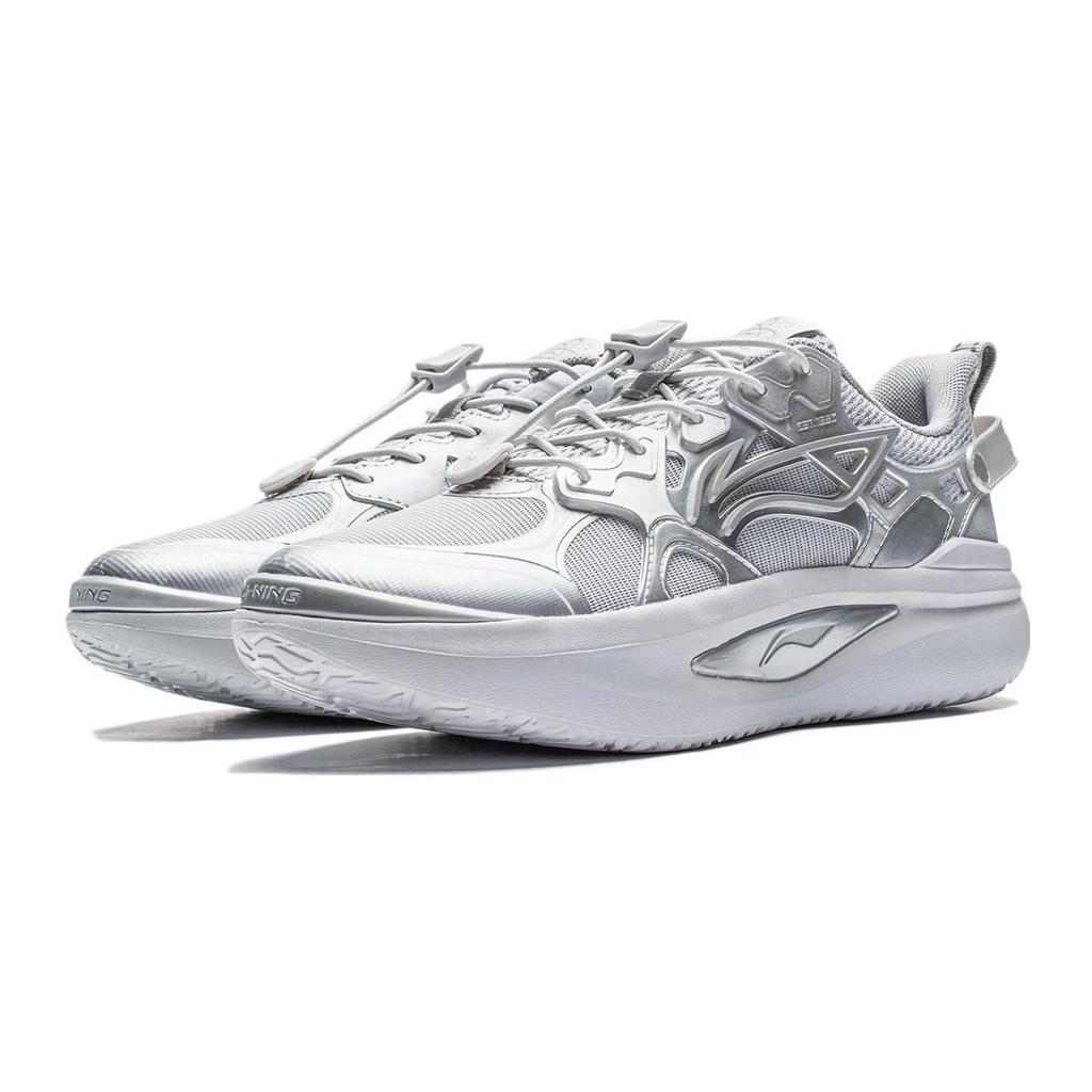 Li Ning Youth Starry Comfortable Shock Absorbing Rebound Casual Shoes Kids Shoes Silver Gray YKCT148-5