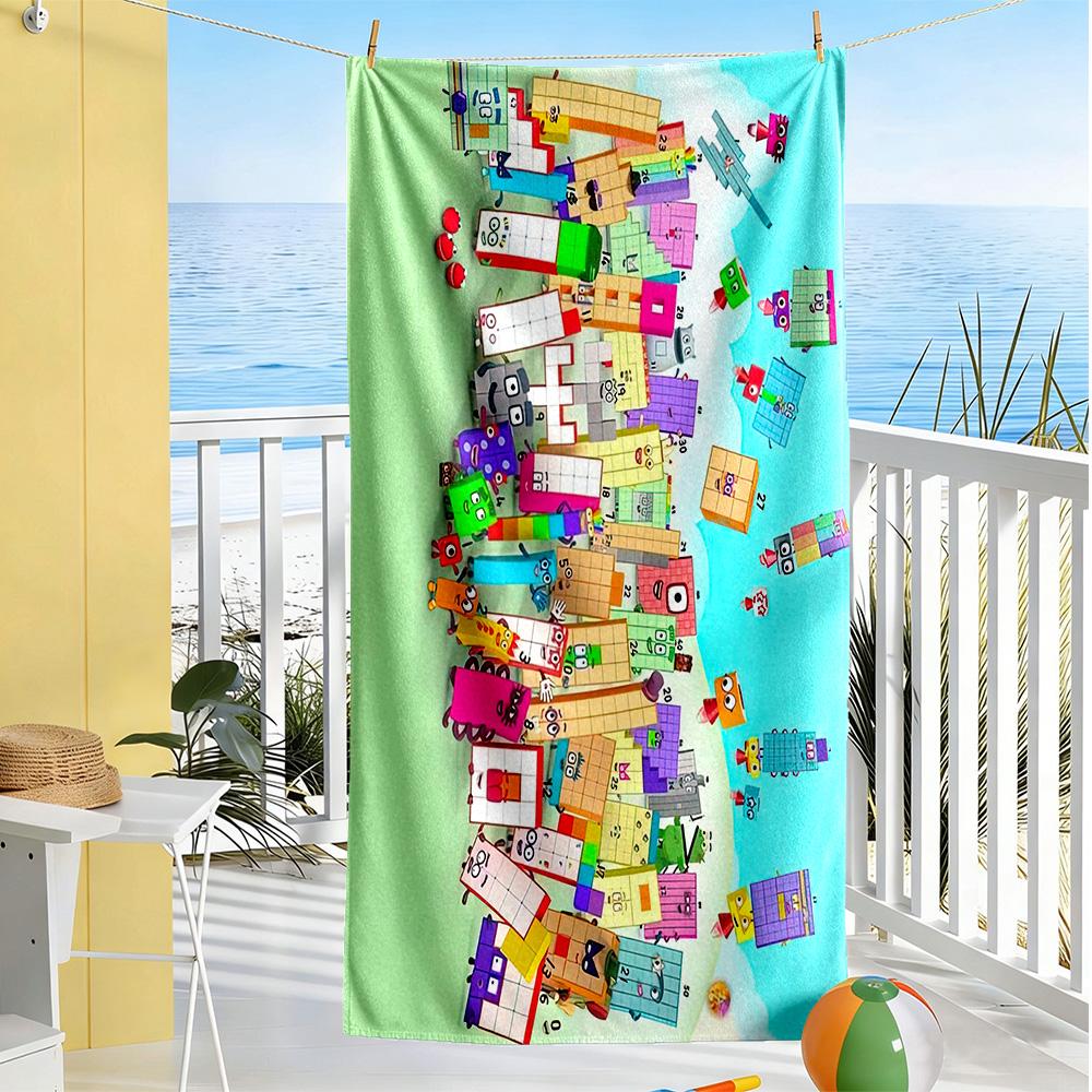 Numberblocks Beach Towel Super Soft Microfiber Quickdry Fabric Comfortable Lightweight Perfect for Traveling Yoga Camping and Swimming