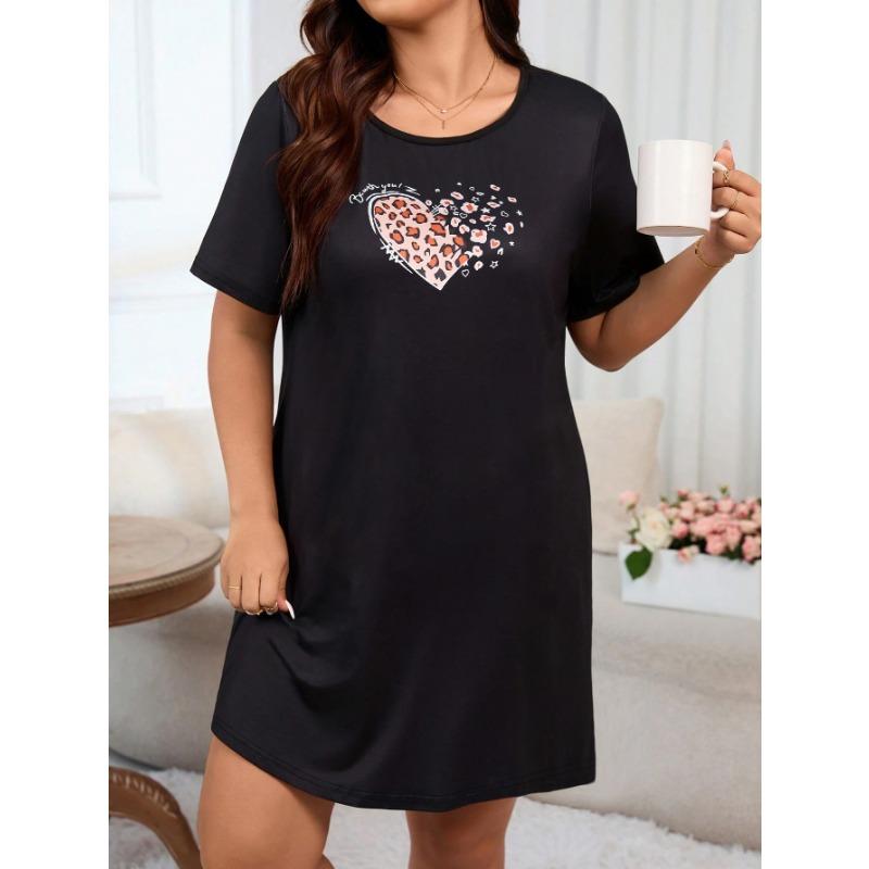 Summer Dress Women's Pajamas Plus Size Short-sleeved Short Casual Nightgown Loose Homewear