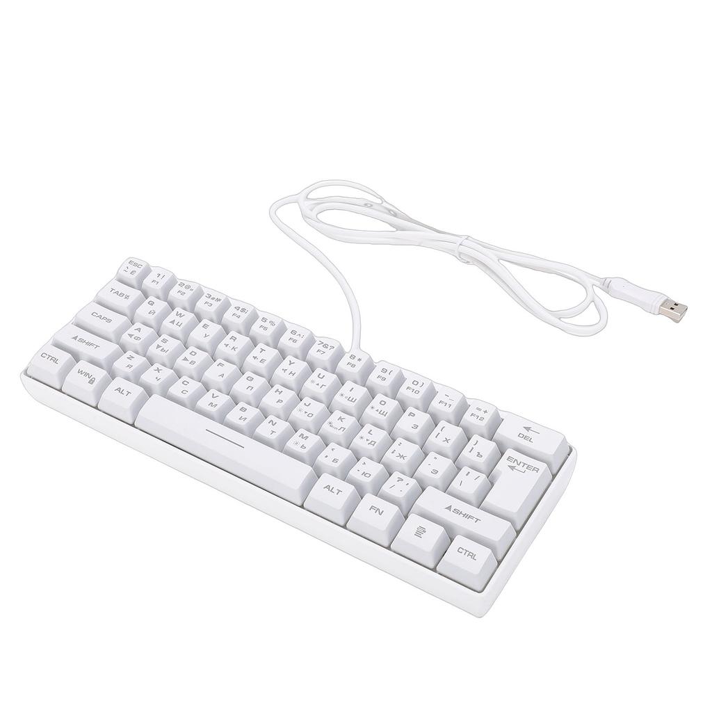 Русская Механическая Игровая Клавиатура 61 Клавиша Компактная RGB Проводная Русская Английская Клавиатура для Работы Командировки Белая