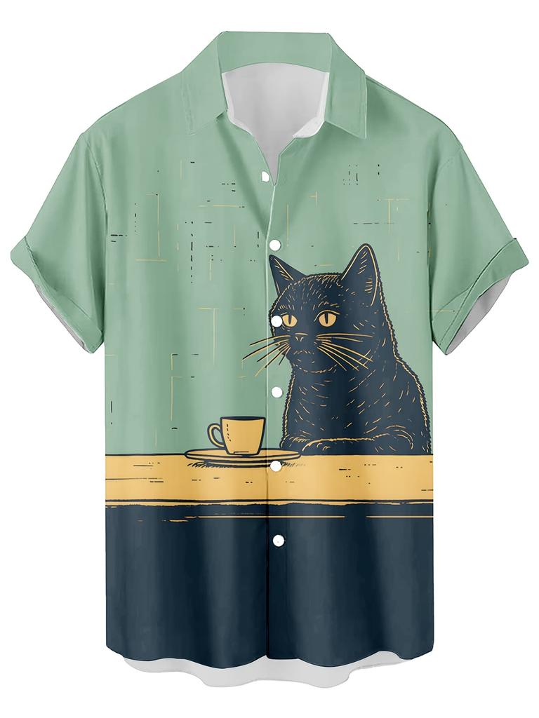 Funny Cartoon Cat 3D Printed Men's Shirt For Men Funny Dinosaur Graphic T-Shirts Fashion Casual Oversized Men's Clothing