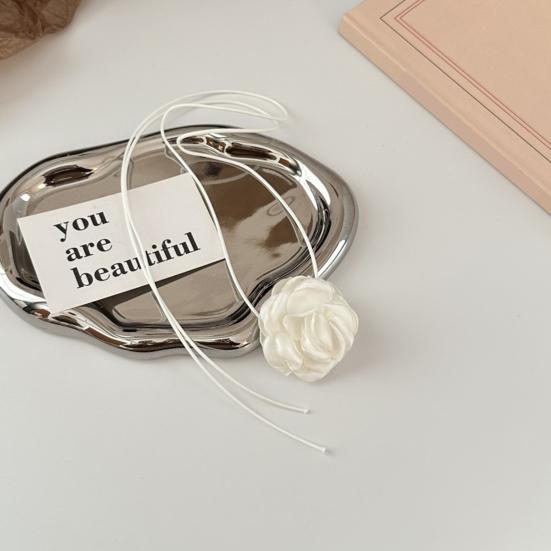 3D Rose Flower Choker Necklace Retro Black White Elegant Lace Up Adjustable Strappy