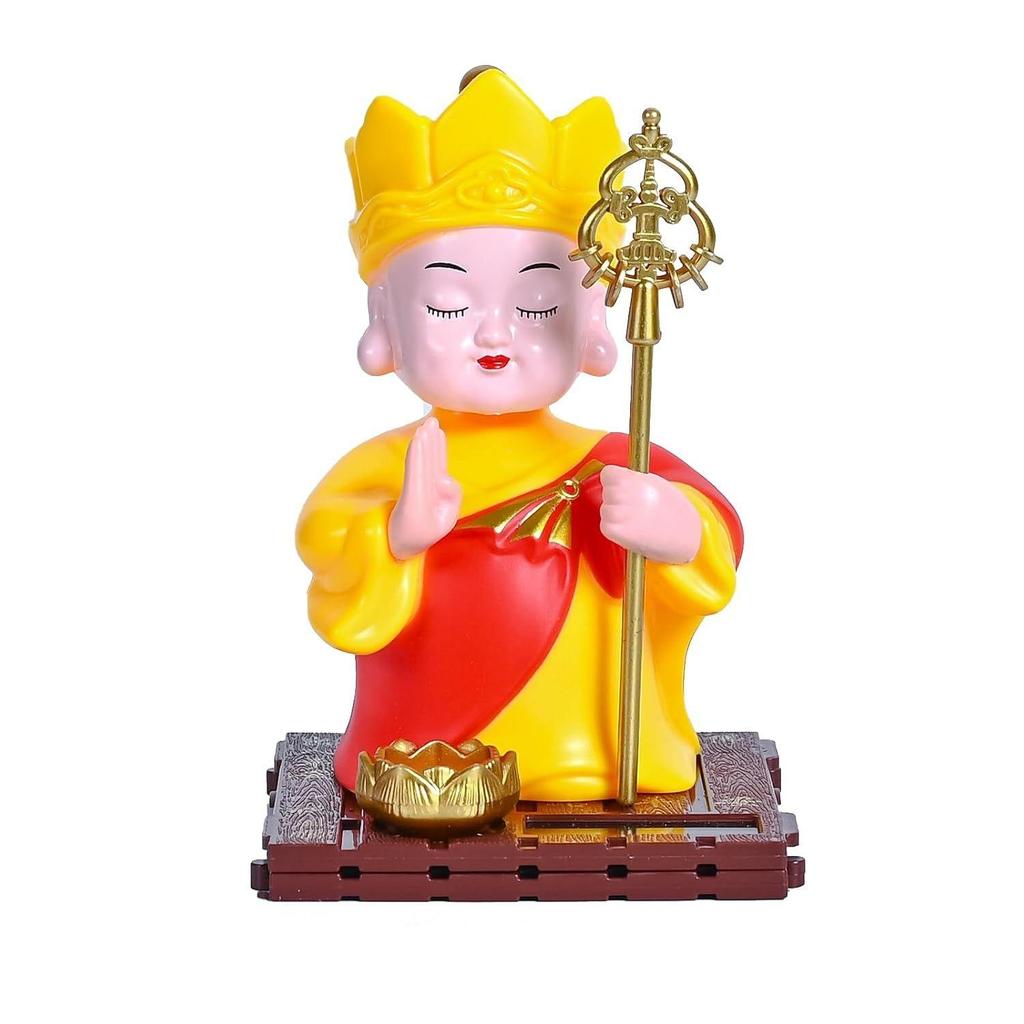 Фигурка монаха для приборной панели автомобиля, дома и офиса – Статуя Будды с вращающейся головой – Украшение фэн-шуй для мира, позитива и удачи в подарок